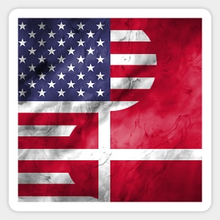 USA Denmark Dual Yin Yang Flag Sticker